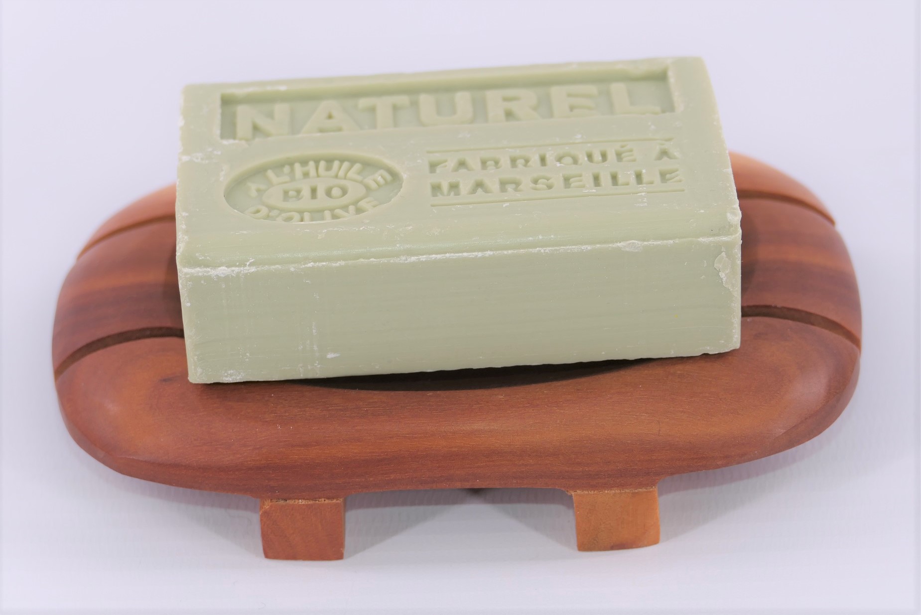 Soapdish with rounded corners; Mahogany wood
