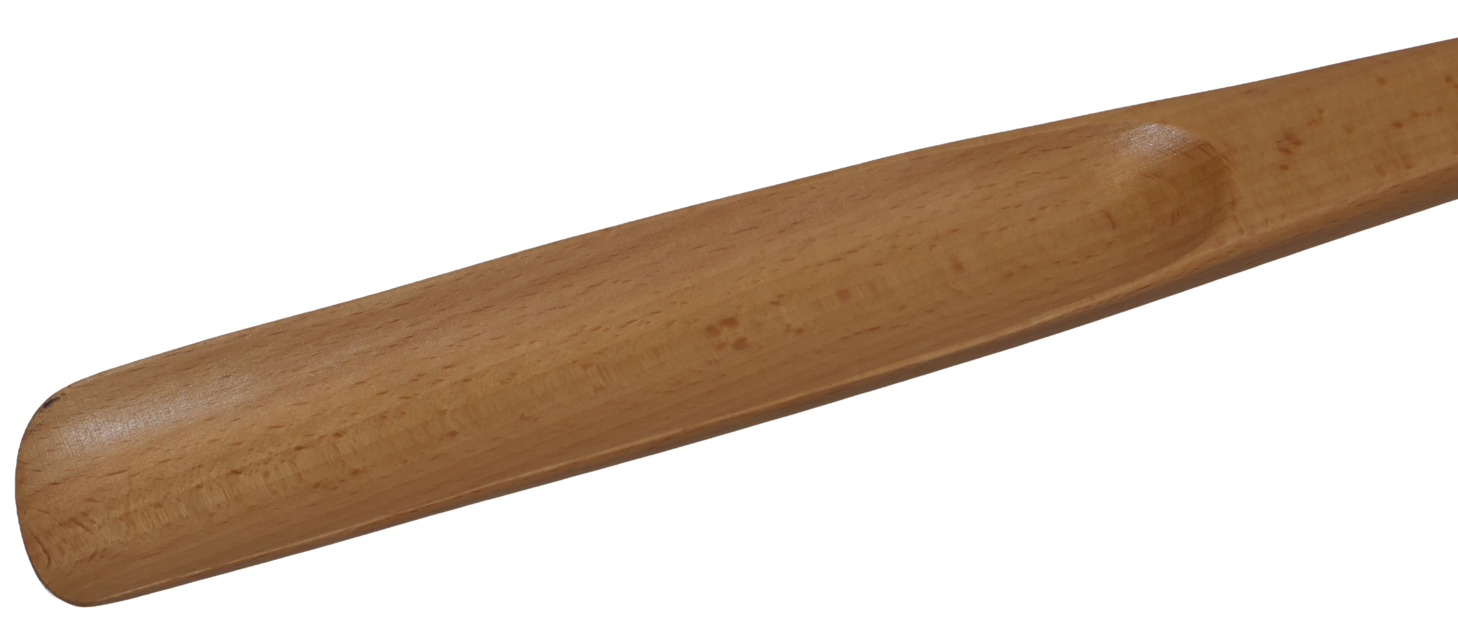 Extra-long shoehorn made of lacquered beech wood