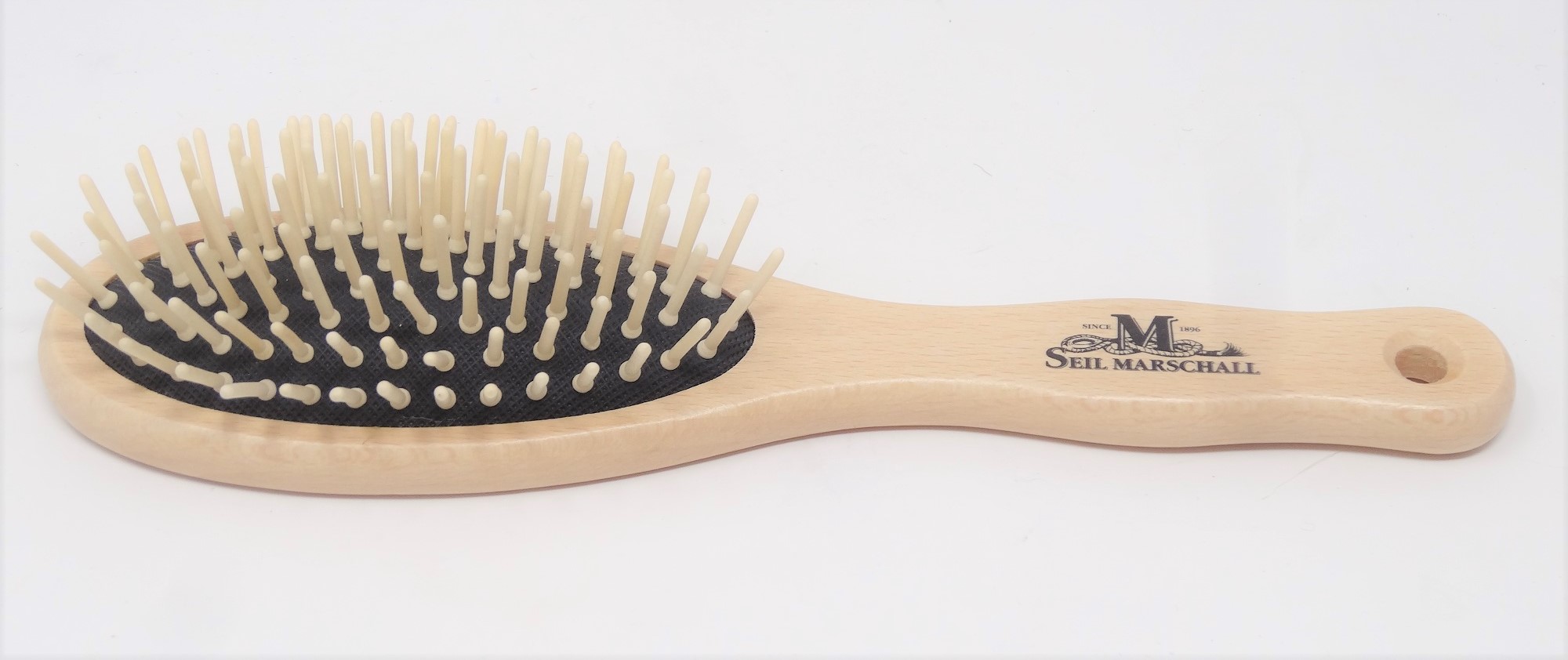 Hairbrush with wooden pins