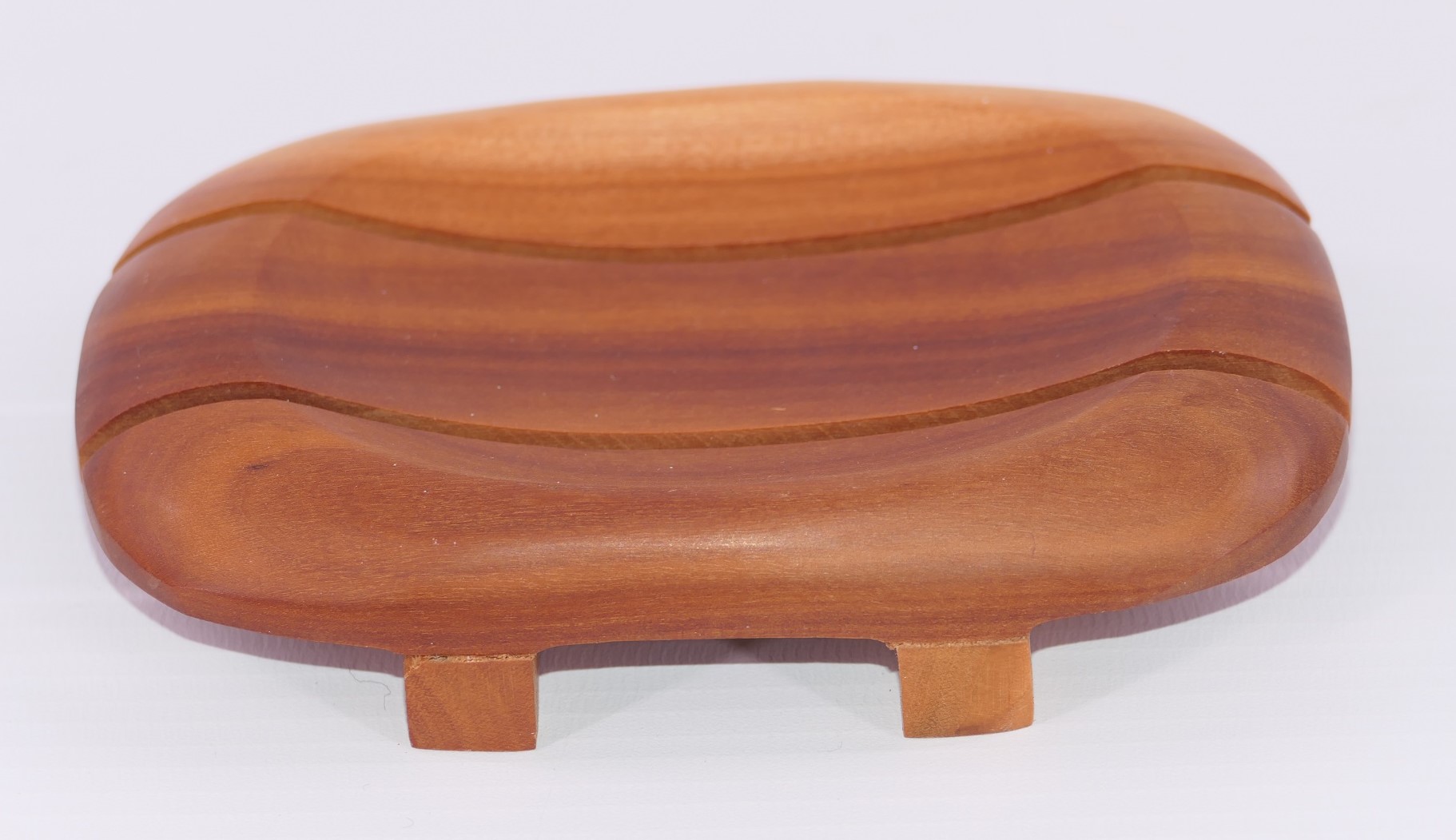 Soapdish with rounded corners; Mahogany wood