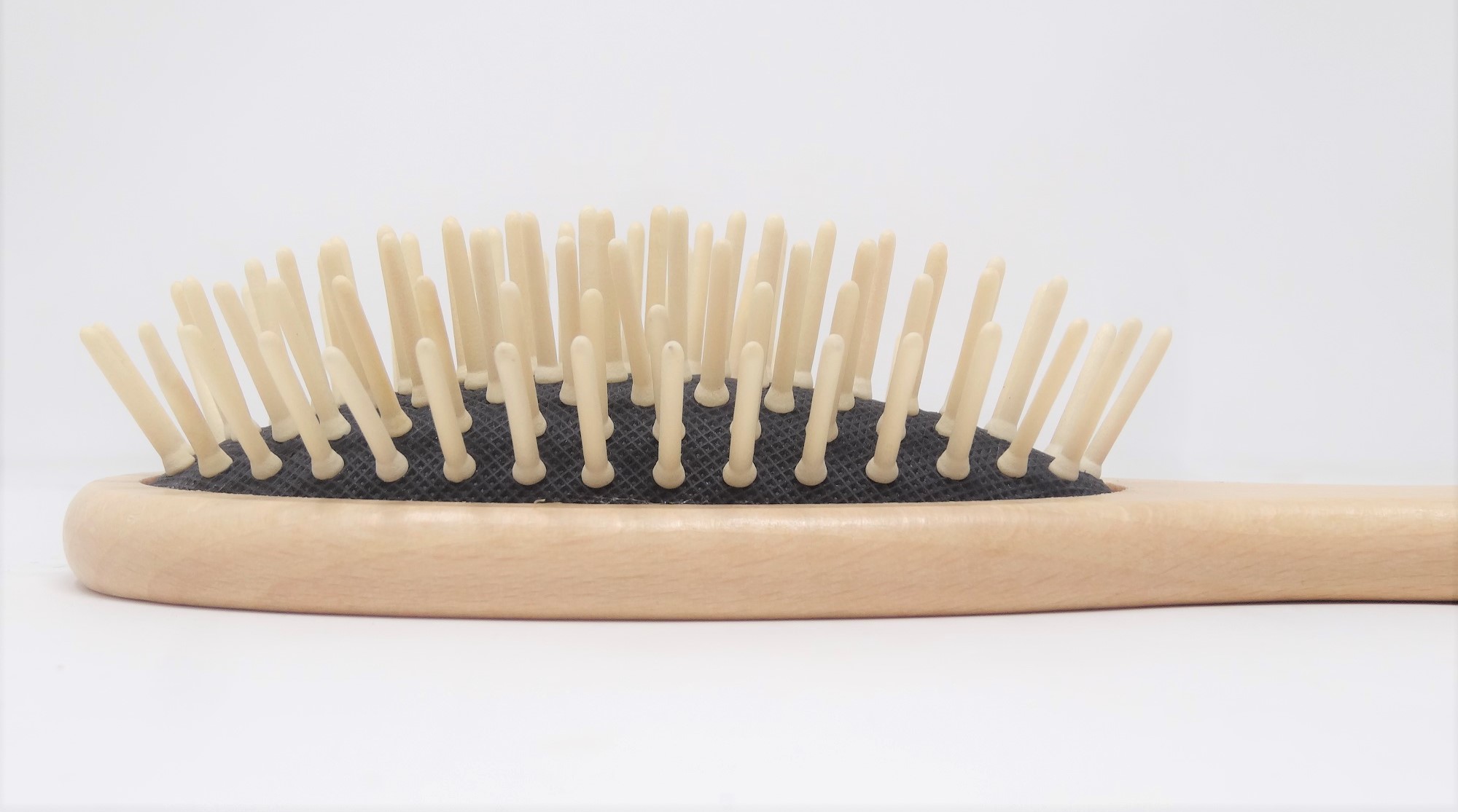 Hairbrush with wooden pins